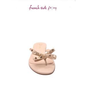 Women FS NY French Sole Nude Beige Studded Bina Leather Sandal 8 Easy Classic